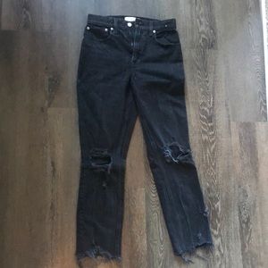 Abercrombie Black Ripped High Rise Mom Jean